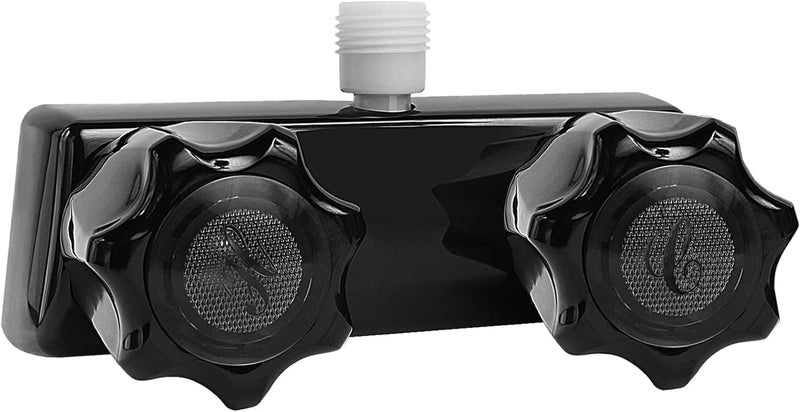 DSRTLP RV Shower Faucet, Camper Shower Faucet Replacement, with 2 knobs 4 Inches Outdoor Shower Faucet use for Mobile outside Van Travel Trailer Motorhome Bathroom and Boat(Black Faucet) - Image 1